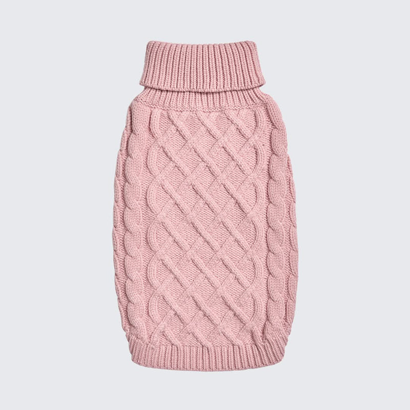 Cable Knit Dog Sweater - Pink