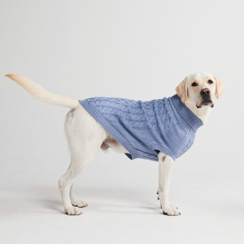 Cable Knit Dog Sweater - Blue